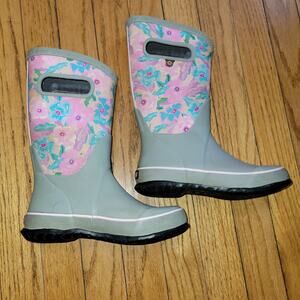 Girls Bogs rubber Flower Pastel rain boots, size 1 Good used